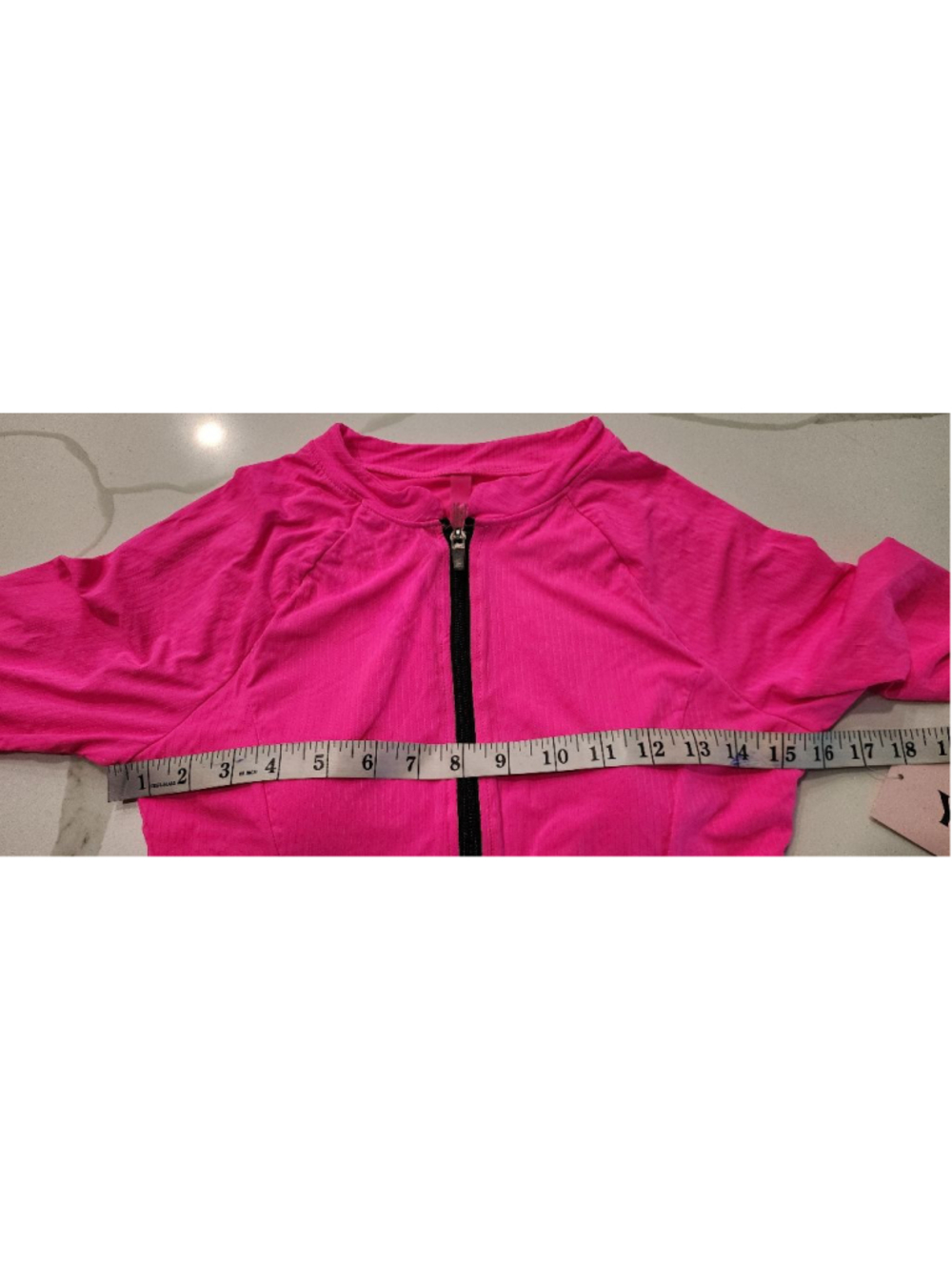 NWT YMI Knockout Pink Long Sleeve One Piece Swimsuit Black Zip Front Women’s L - Picture 7 of 9